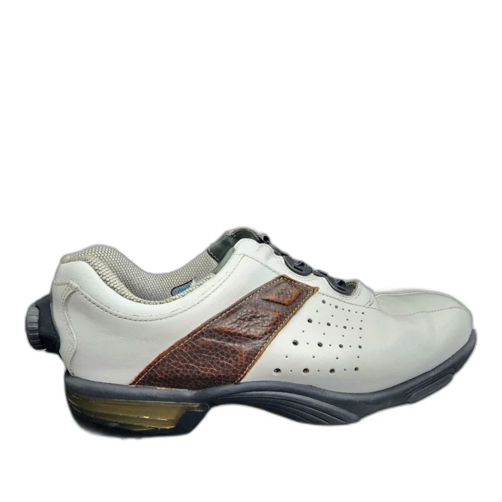 Footjoy Reelfit Men's White & Brown Leather Golf Shoes Model 53832 Size 8.5 M